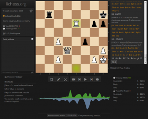 Przeanalizowana partia szahów na Lichess przez  Stockfish